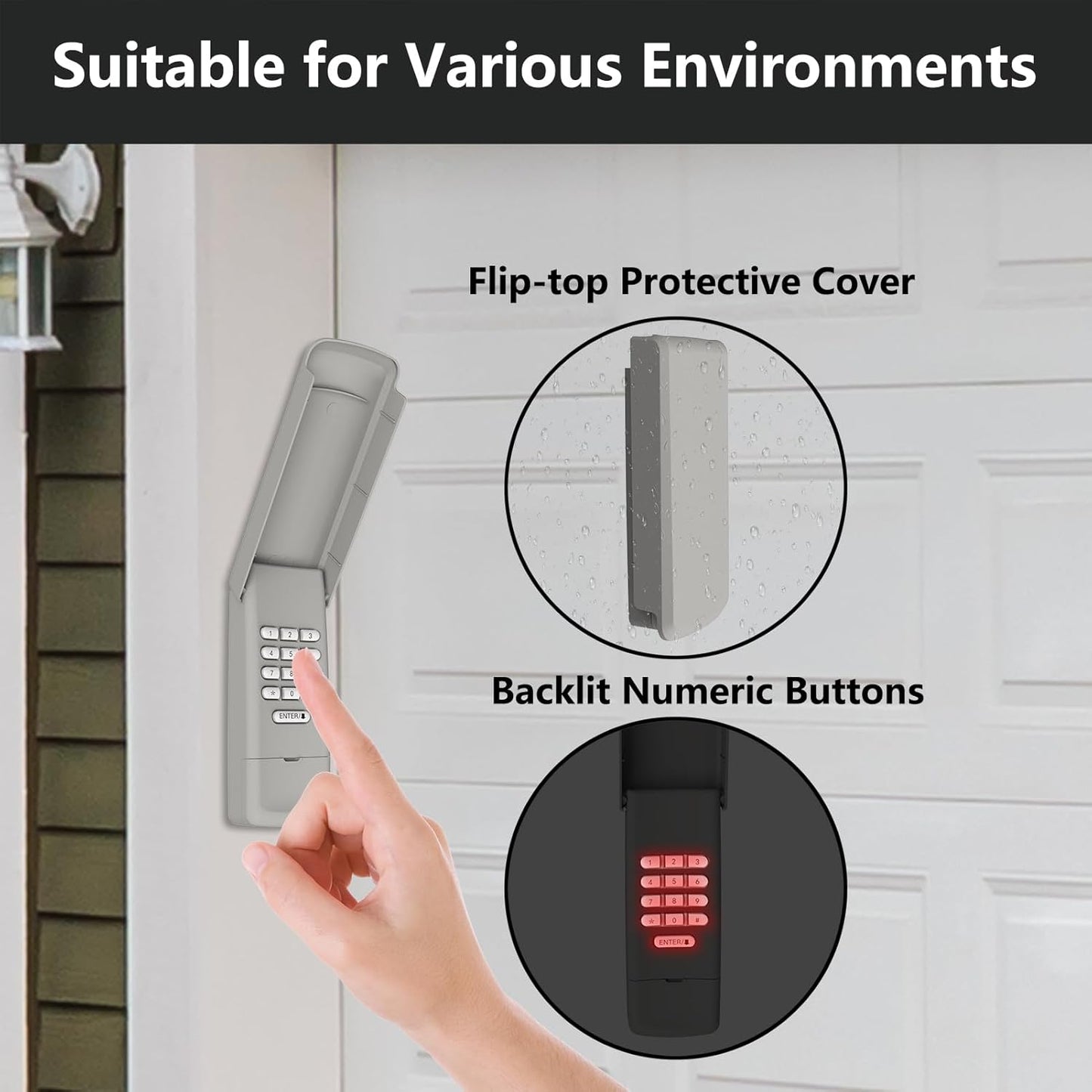 Universal Garage Door Opener Keypad for LiftMaster Chamberlain Craftsman Genie Linear Wayne Dalton Overhead Door - Compatible with 5 Learn Button & Dip Switch - Lpyec