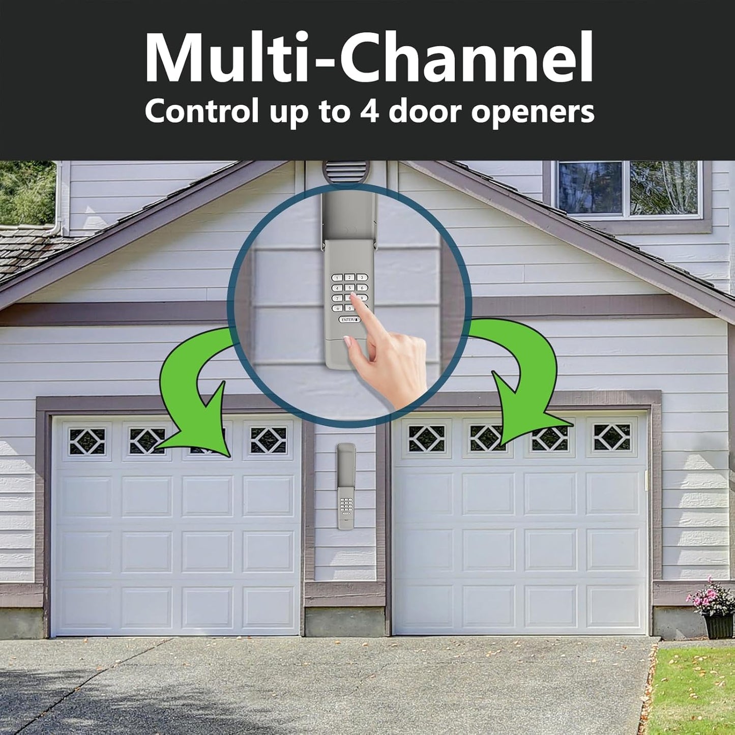 Universal Garage Door Opener Keypad for LiftMaster Chamberlain Craftsman Genie Linear Wayne Dalton Overhead Door - Compatible with 5 Learn Button & Dip Switch - Lpyec