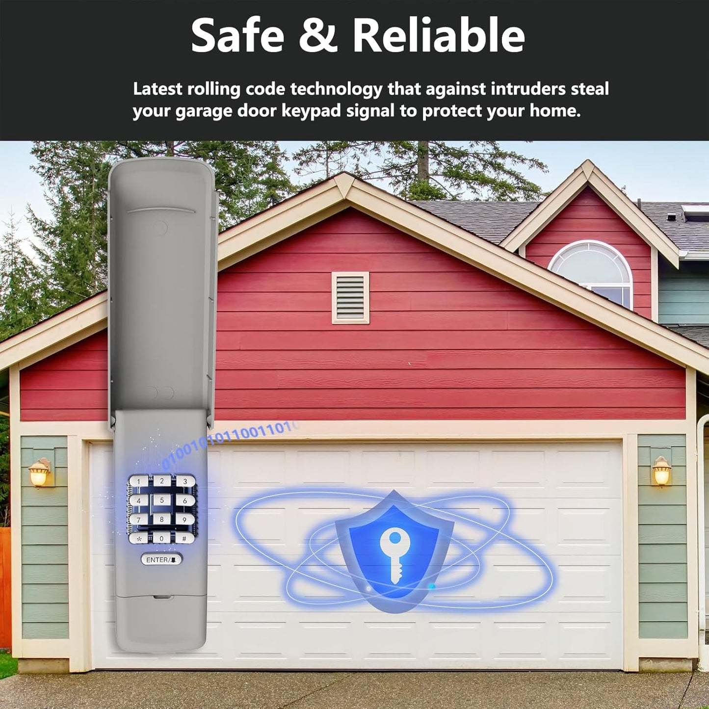 Universal Garage Door Opener Keypad for LiftMaster Chamberlain Craftsman Genie Linear Wayne Dalton Overhead Door - Compatible with 5 Learn Button & Dip Switch - Lpyec