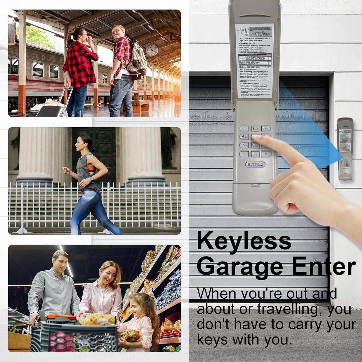 Universal Garage Door Opener Keypad & Remote Compatible with Liftmaster, Chamberlain, Craftsman, Wayne Dalton Openers from 1993 Onwards - Replaces Multiple Models