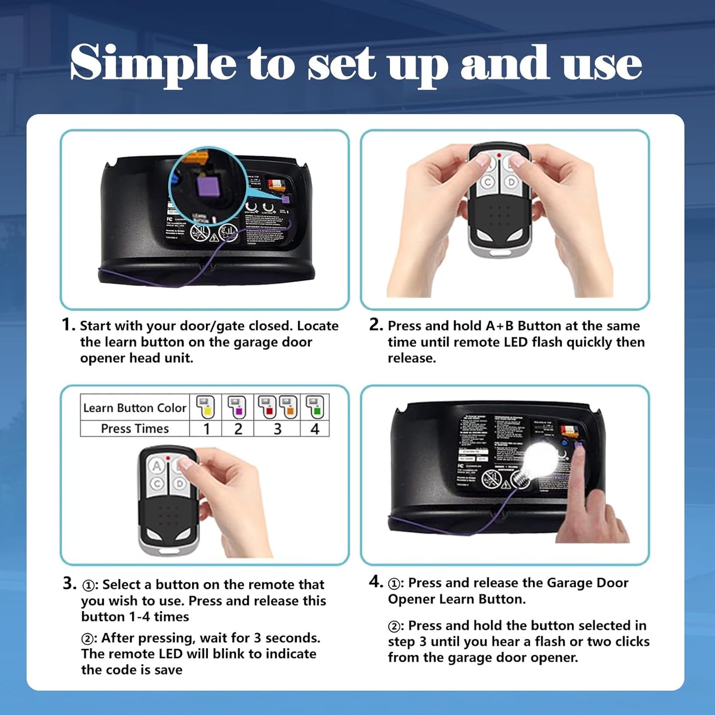 Universal Garage Door Opener Remote Keychain for Chamberlain LiftMaster Craftsman Models 371LM 373LM 971LM 973LM