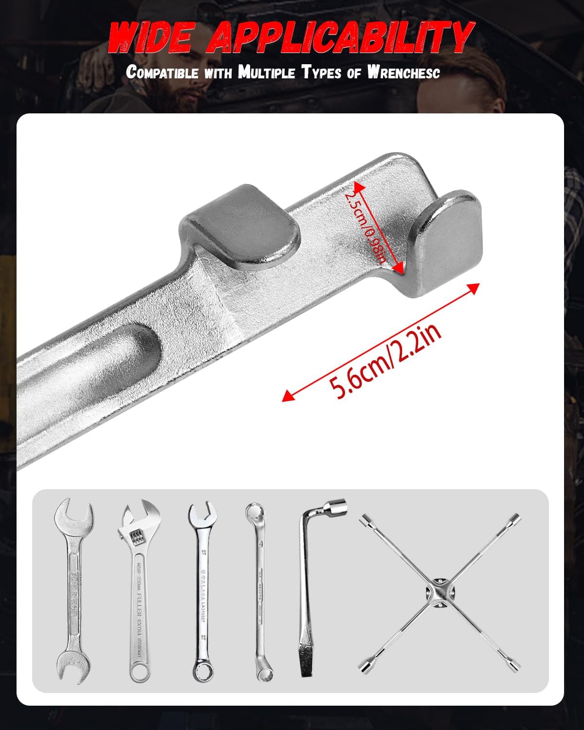 Universal Quickwolf Wrench Extender Tool Bar for Mechanics and Automotive Repairs with 1/2 Inch Hole