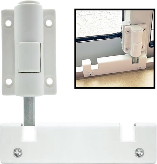 Universal ReigaHood Sliding Patio Door Foot Kick Lock - Childproof Security for Sliding Doors and Windows, White Color