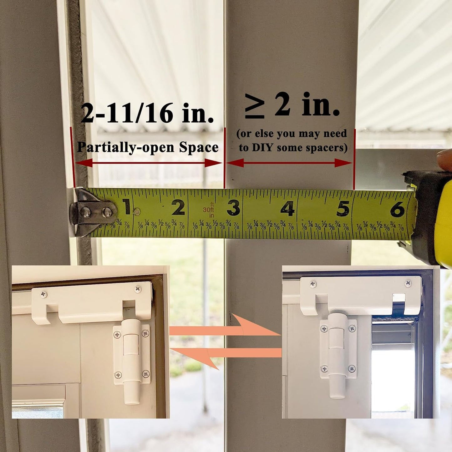 Universal ReigaHood Sliding Patio Door Foot Kick Lock - Childproof Security for Sliding Doors and Windows, White Color