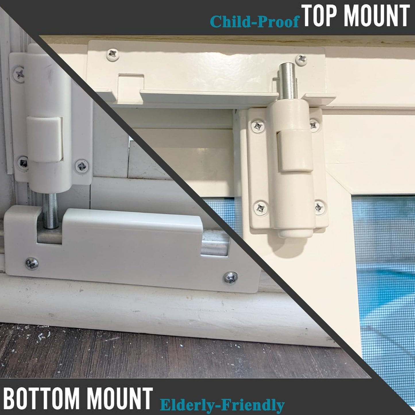 Universal ReigaHood Sliding Patio Door Foot Kick Lock - Childproof Security for Sliding Doors and Windows, White Color