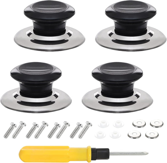 Universal Replacement Pot Lid Knobs - Set of 4, Heat Resistant Handles for Cookware