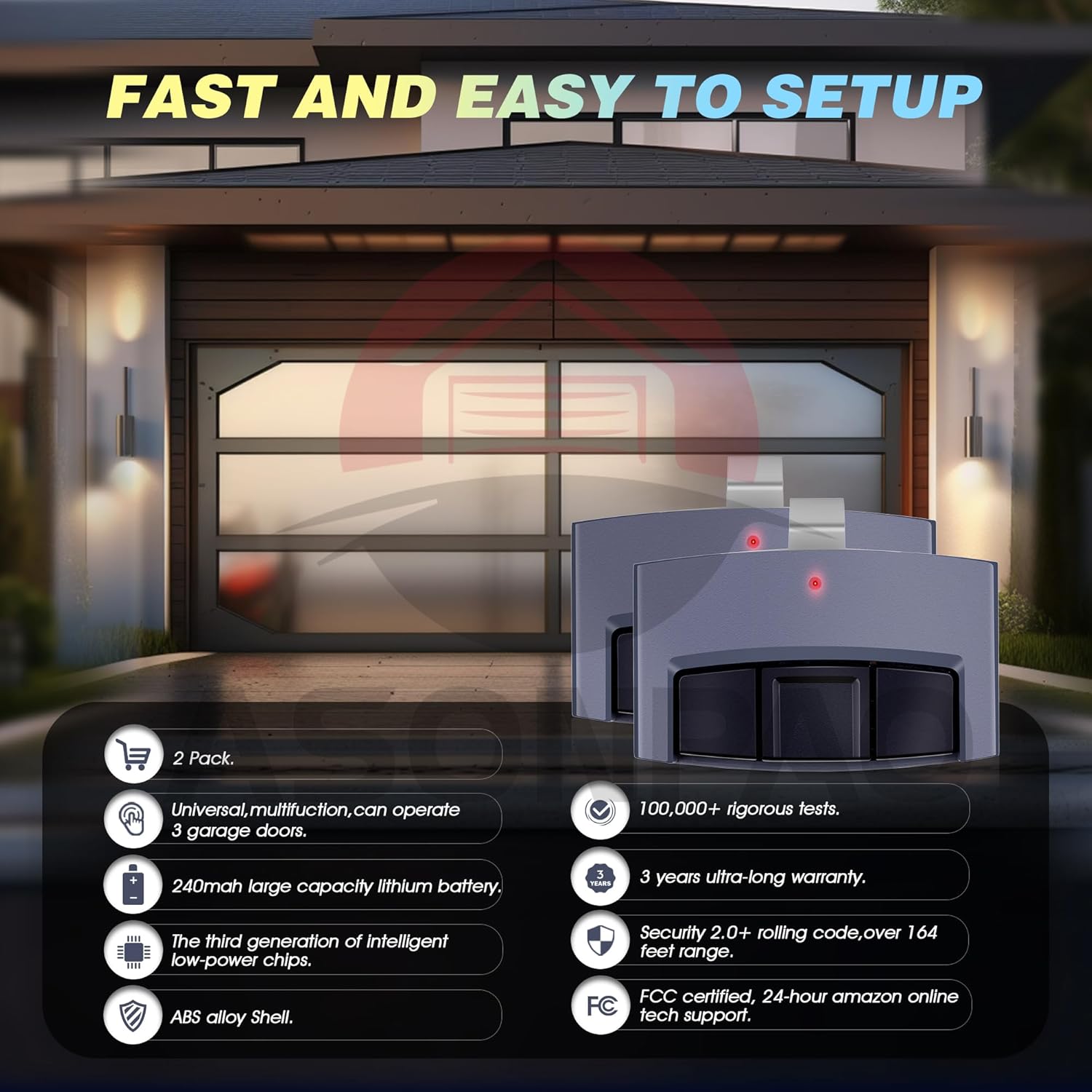Universal Sears Craftsman Garage Door Opener Remote - 2 Pack with 3-Year Warranty, Compatible with Various Models 1993-Present