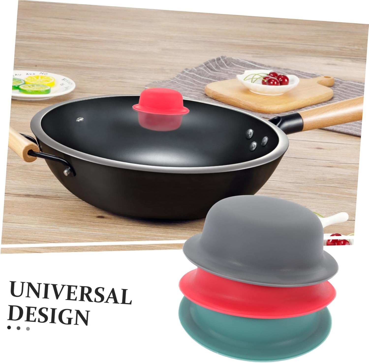 Universal Silicone Pot Lid Cover Set with Handles for Pans and Saucepans - 3 Pieces, 7.00X7.00X3.00CM