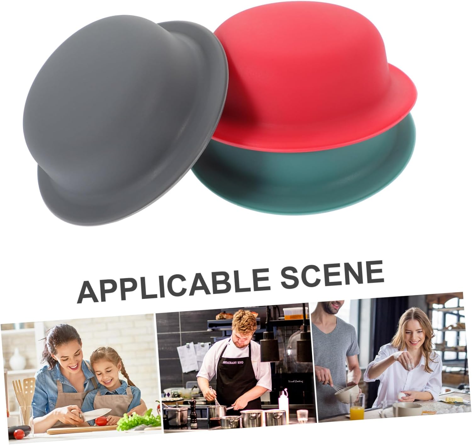 Universal Silicone Pot Lid Cover Set with Handles for Pans and Saucepans - 3 Pieces, 7.00X7.00X3.00CM