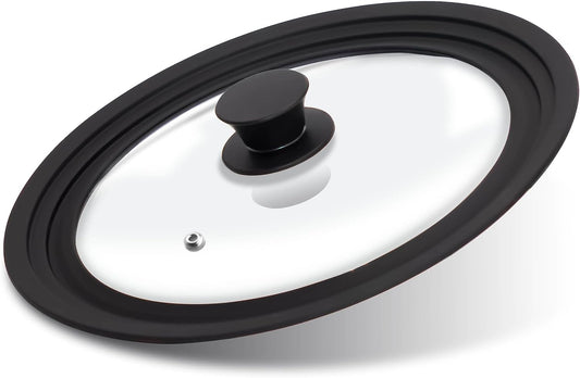 Universal Tempered Glass Lid with Heat Resistant Silicone Rim - Fits 9.5", 10", and 11" Pots, Pans, and Skillets - Replacement Pan Cover