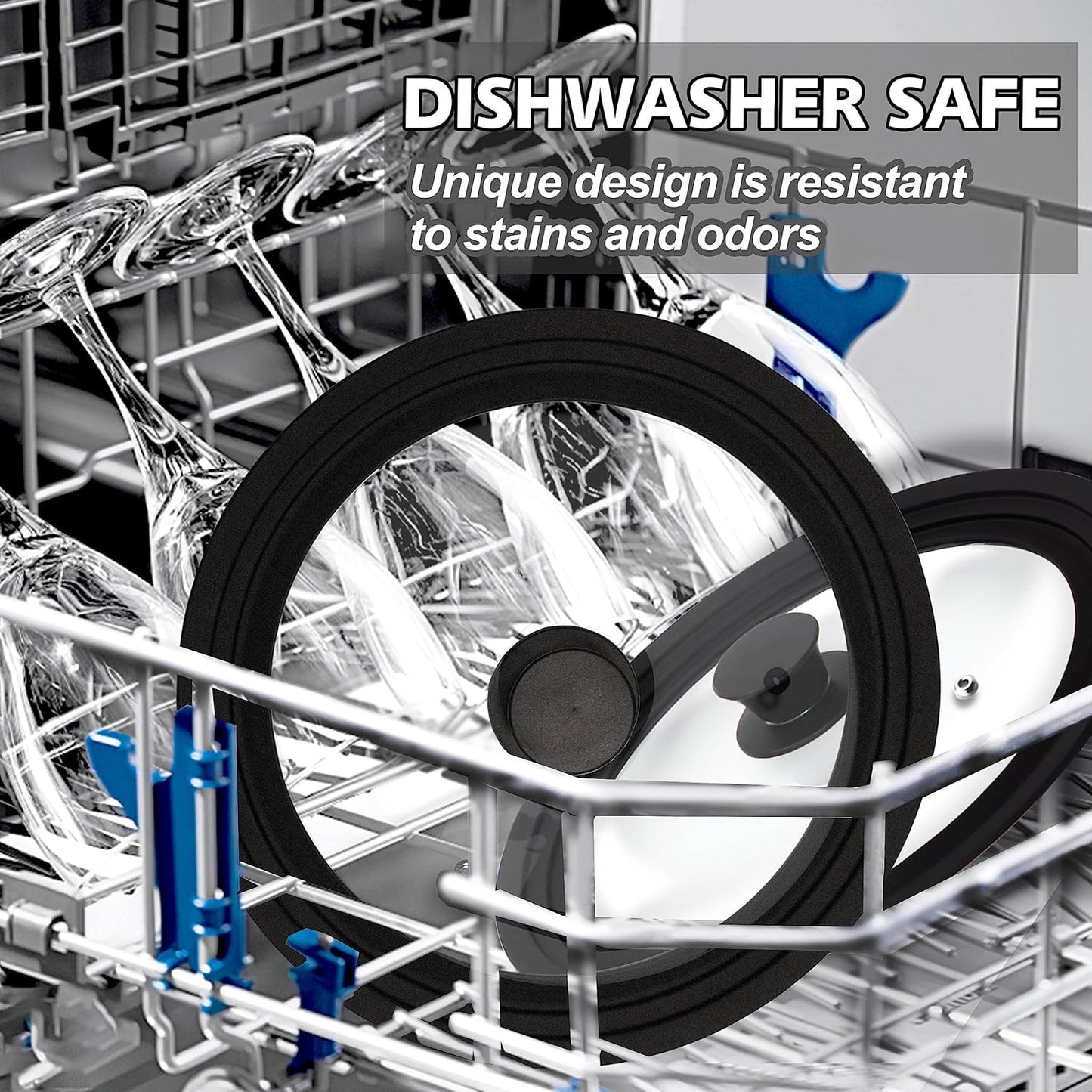 Universal Tempered Glass Lid with Heat Resistant Silicone Rim - Fits 9.5", 10", and 11" Pots, Pans, and Skillets - Replacement Pan Cover