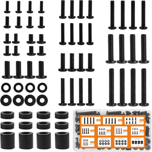 Universal TV Mounting Hardware Screw Kit Set with Box - M4 M5 M6 M8 Screws and Washers Spacers, Fits Most TV/Monitor up to 80 inch, Replacement Screws for TV VESA Mounting - WildKart