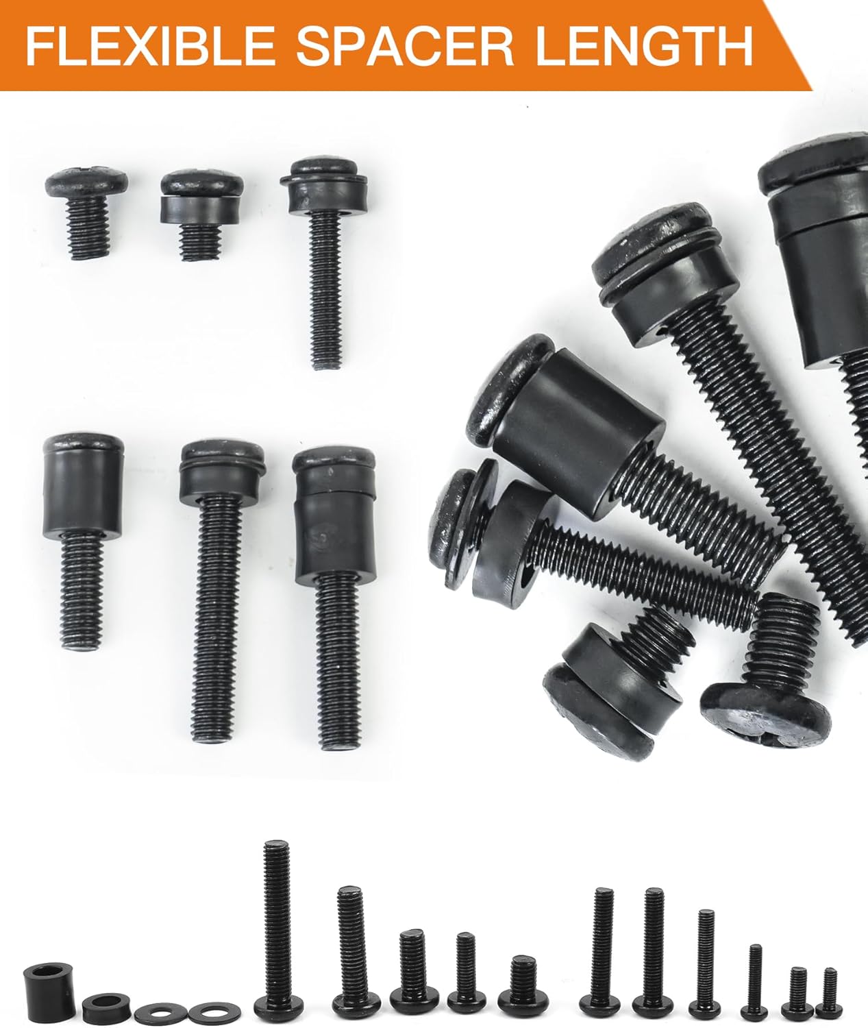Universal TV Mounting Hardware Screw Kit Set with Box - M4 M5 M6 M8 Screws and Washers Spacers, Fits Most TV/Monitor up to 80 inch, Replacement Screws for TV VESA Mounting - WildKart