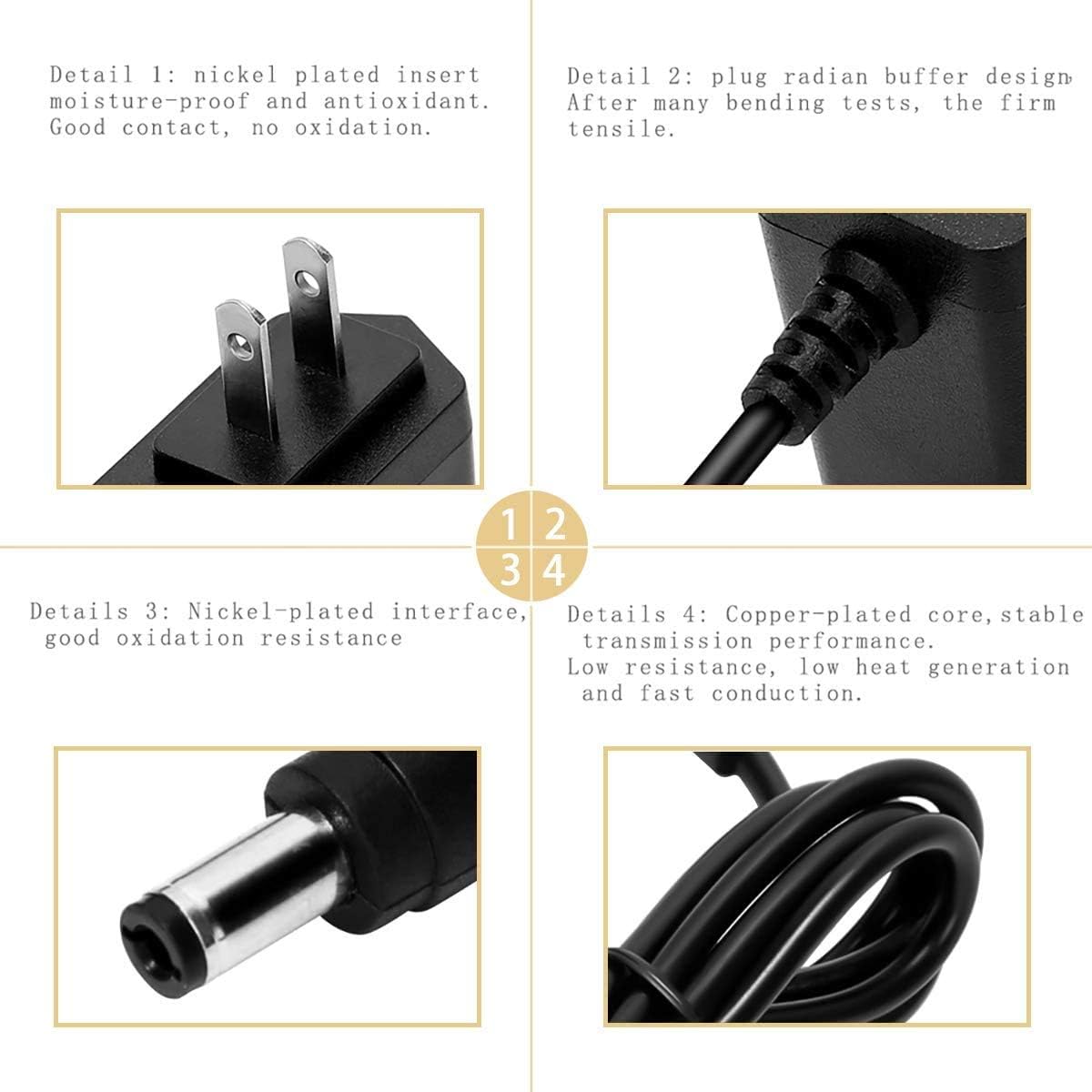 Universal Wall Charger for Q953 Spotlight - Input 110v-220v AC Adapter, Output 4.2V DC 1.5A - Compatible with 5.5mm Jack - Indicator Light Included