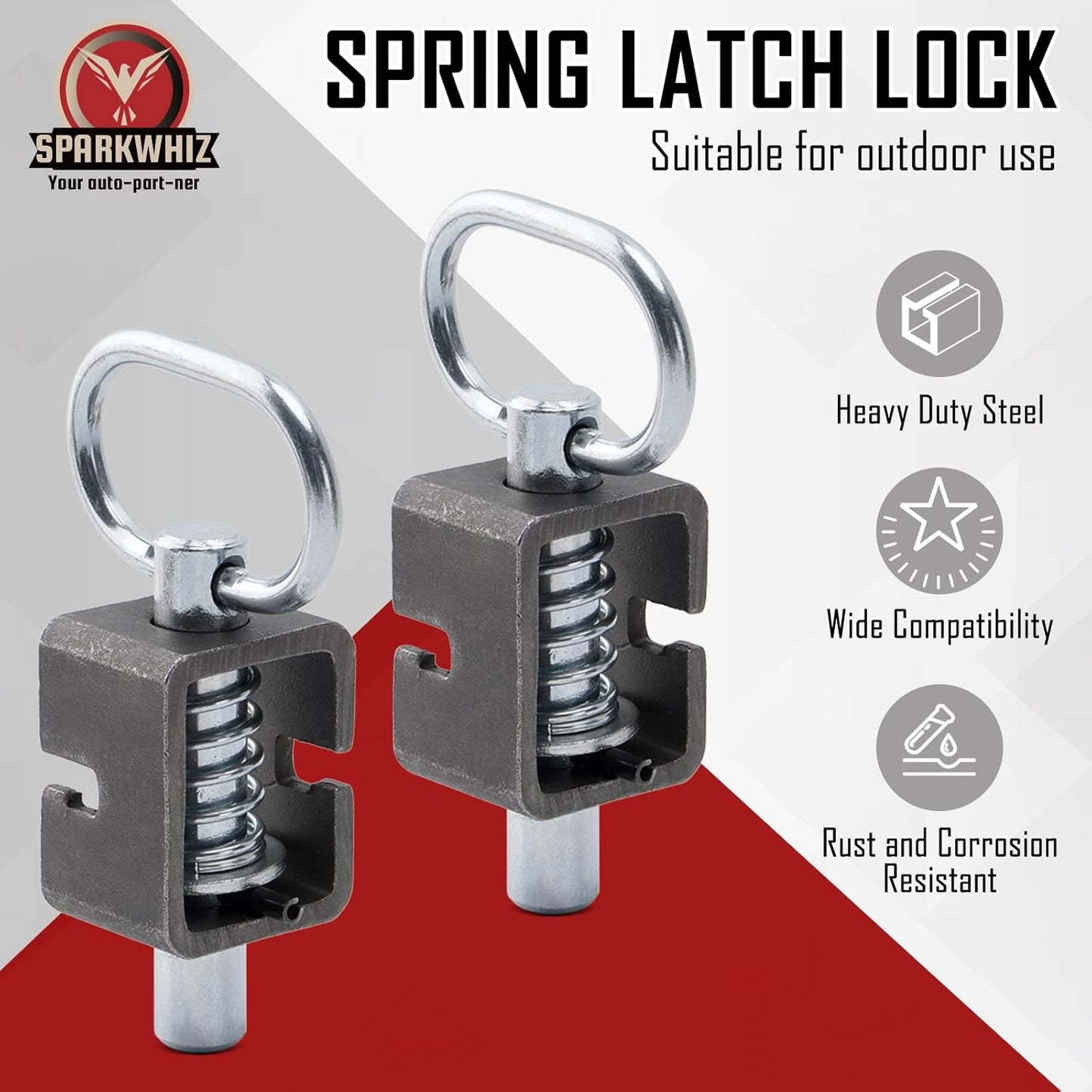 Universal Weld-On Spring Latch Lock for Trailer Gates - Pack of 4 by SPARKWHIZ