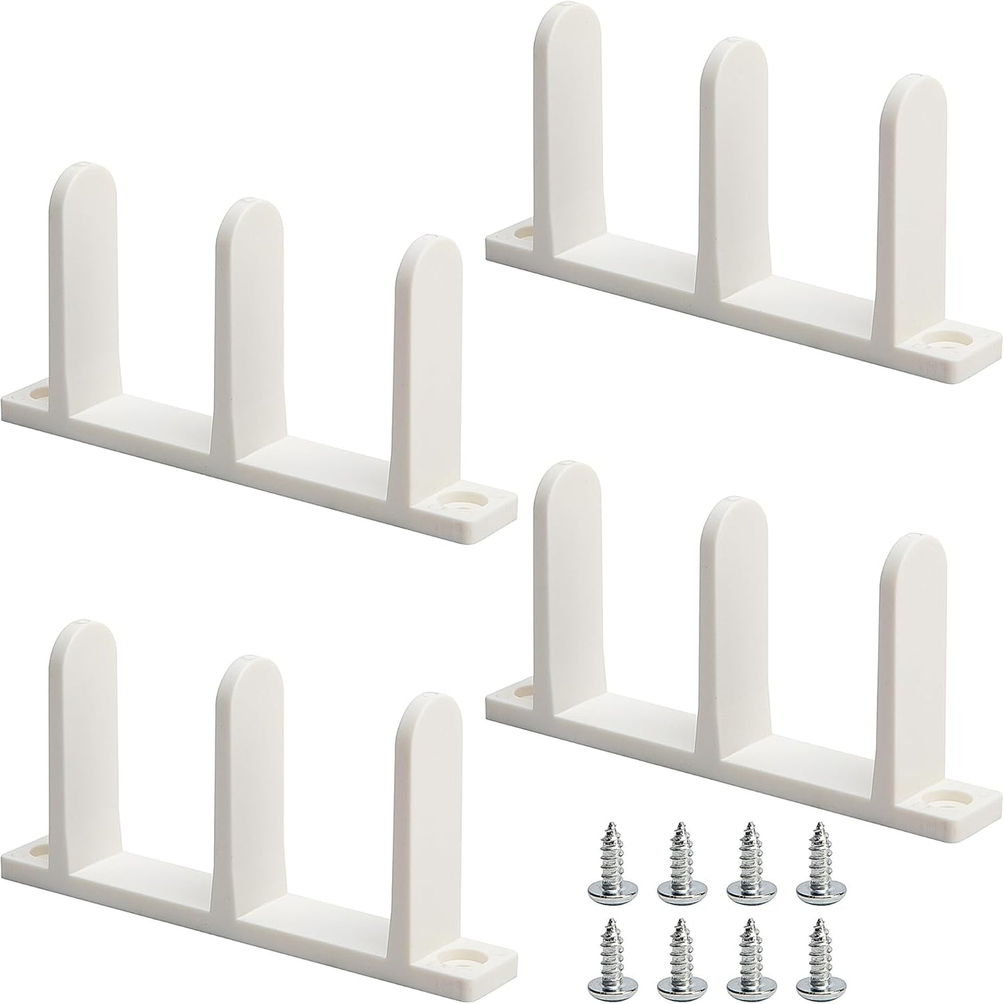 Universal White ABS Sliding Door Bottom Guide for 1-3/8" Thick Doors - 4 Pack Closet Door Guides with Screws for Cabinet Floors