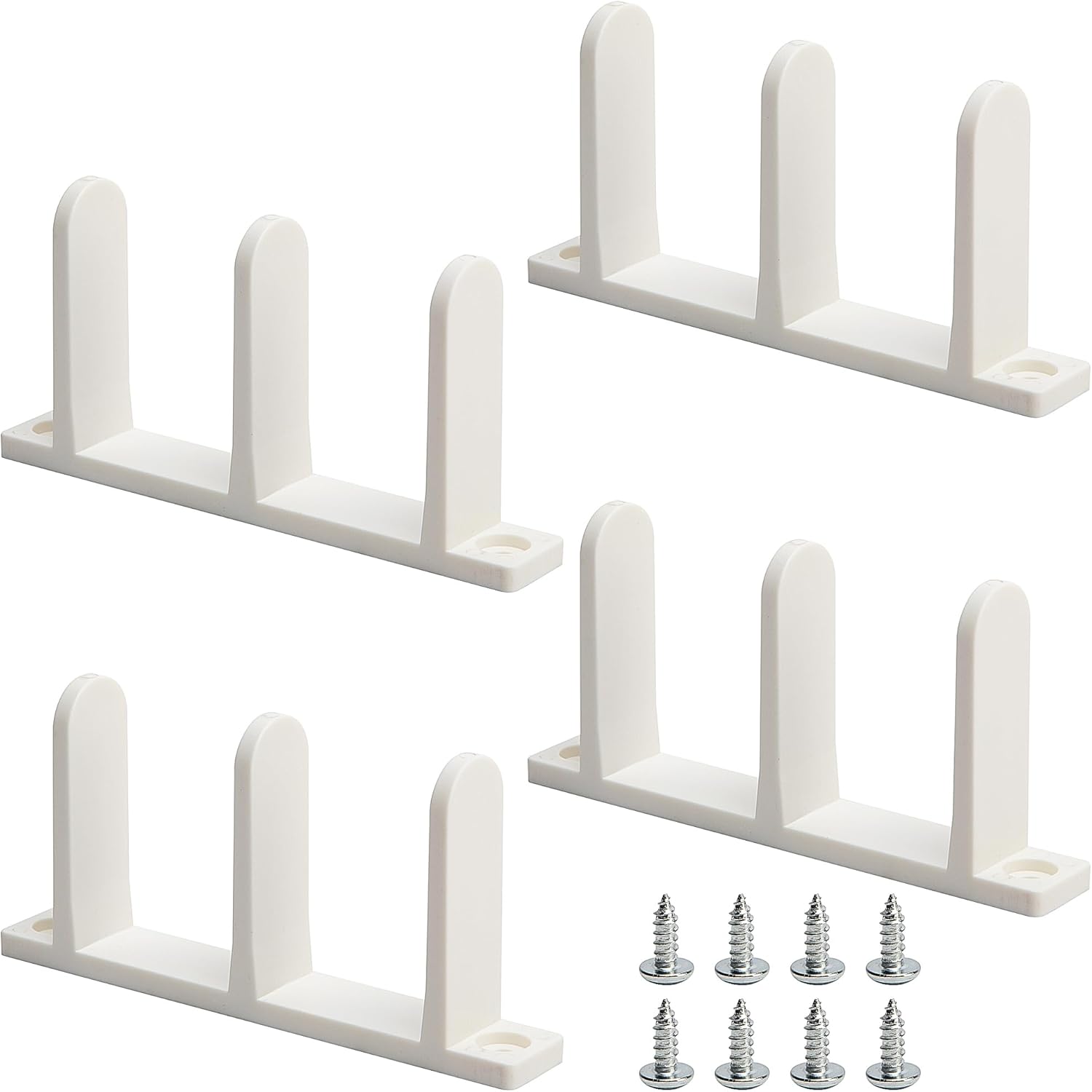 Universal White ABS Sliding Door Bottom Guide for 1-3/8" Thick Doors - 4 Pack Closet Door Guides with Screws for Cabinet Floors