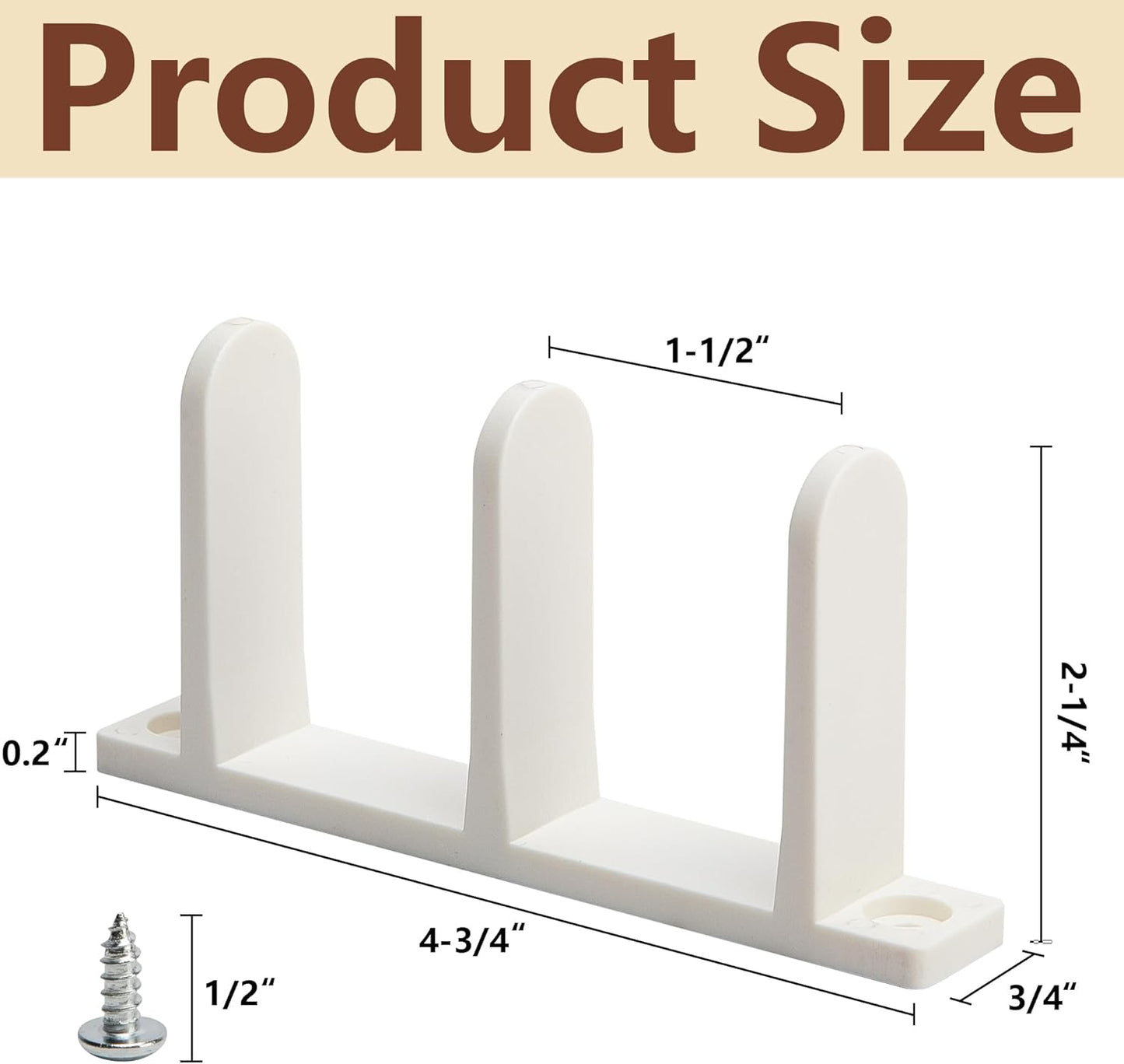Universal White ABS Sliding Door Bottom Guide for 1-3/8" Thick Doors - 4 Pack Closet Door Guides with Screws for Cabinet Floors