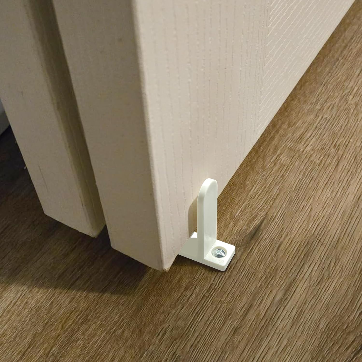 Universal White ABS Sliding Door Bottom Guide for 1-3/8" Thick Doors - 4 Pack Closet Door Guides with Screws for Cabinet Floors
