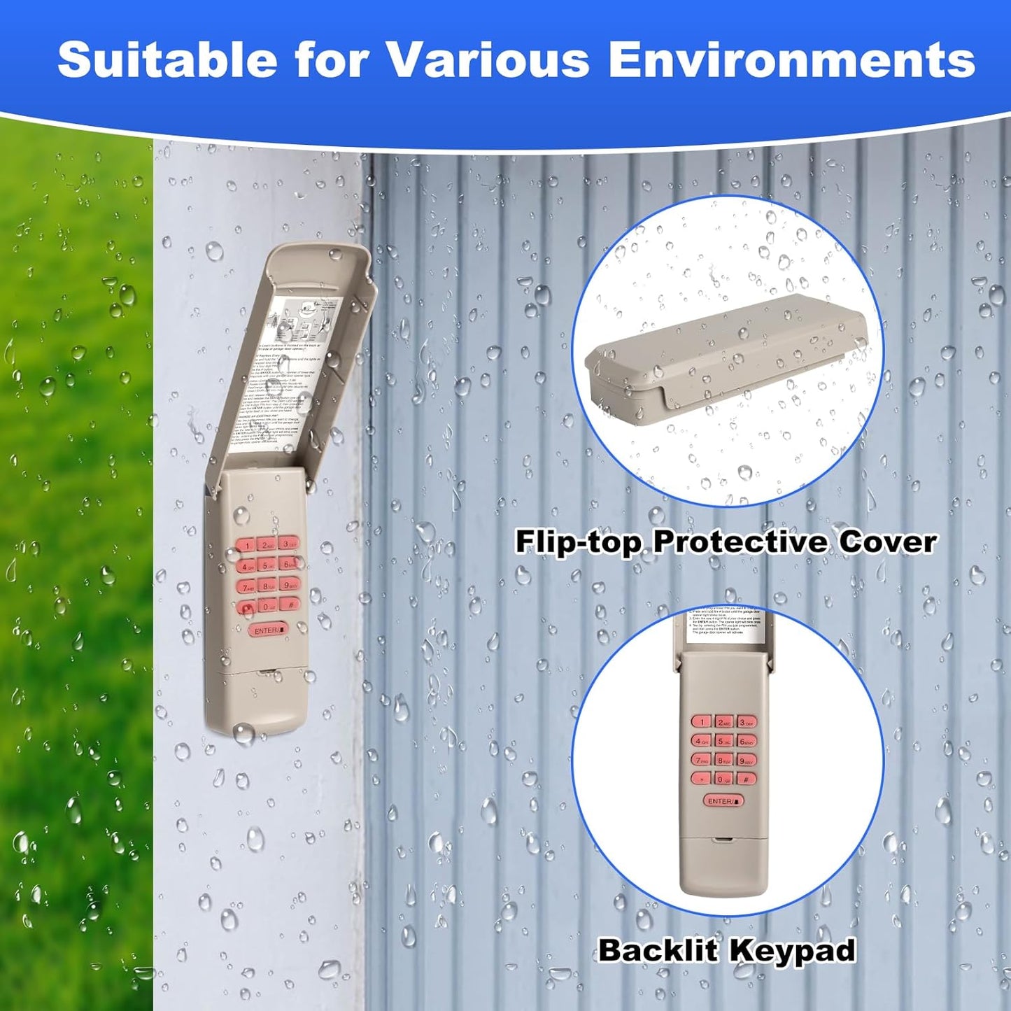 Universal Wireless Garage Door Opener Keypad for Chamberlain, Liftmaster, Craftsman - Compatible with Models Since 1993 - Replaces G940EV-P2, 877MAX, 878MAX, 877LM, 377LM, CMXZDCG440