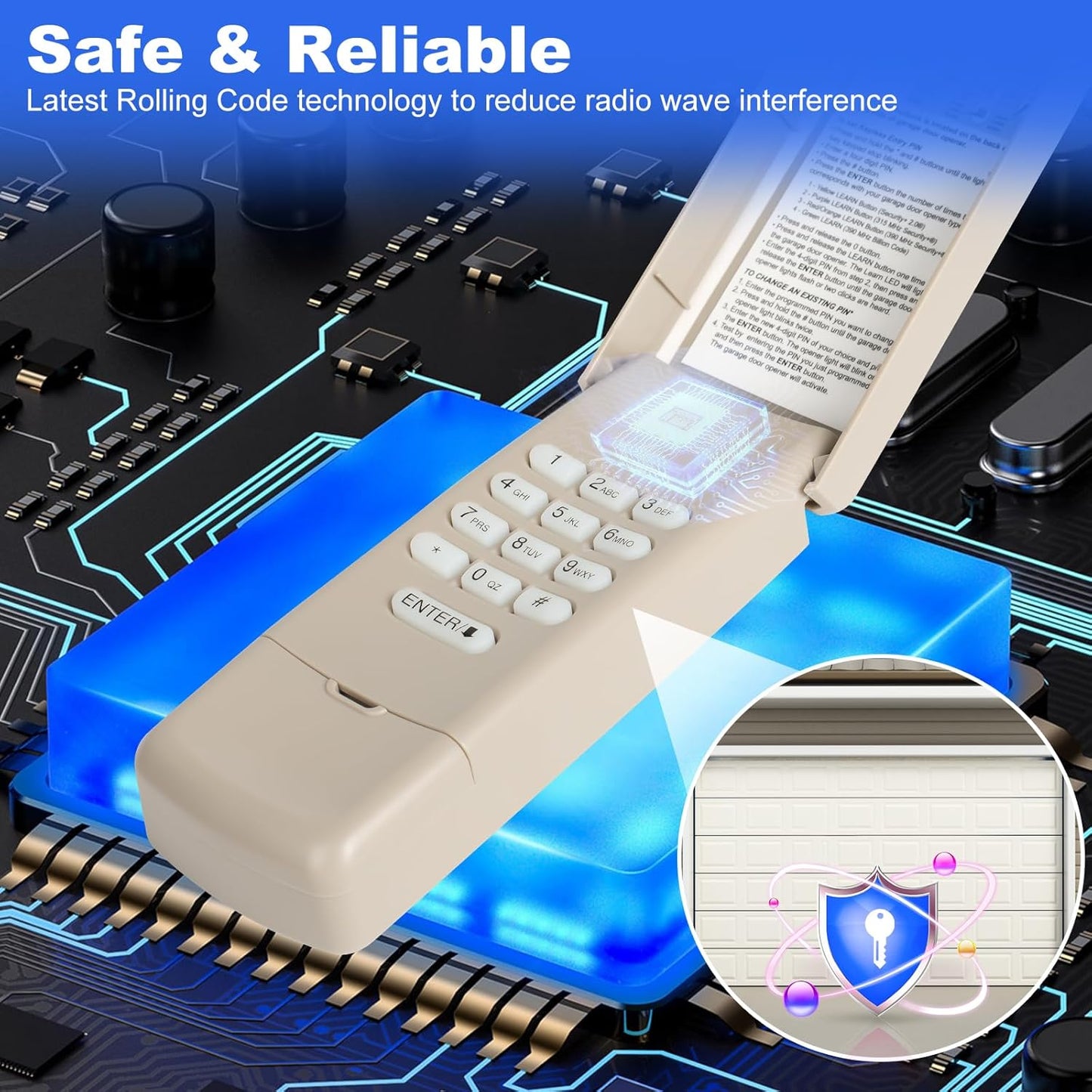 Universal Wireless Garage Door Opener Keypad for Chamberlain, Liftmaster, Craftsman - Compatible with Models Since 1993 - Replaces G940EV-P2, 877MAX, 878MAX, 877LM, 377LM, CMXZDCG440