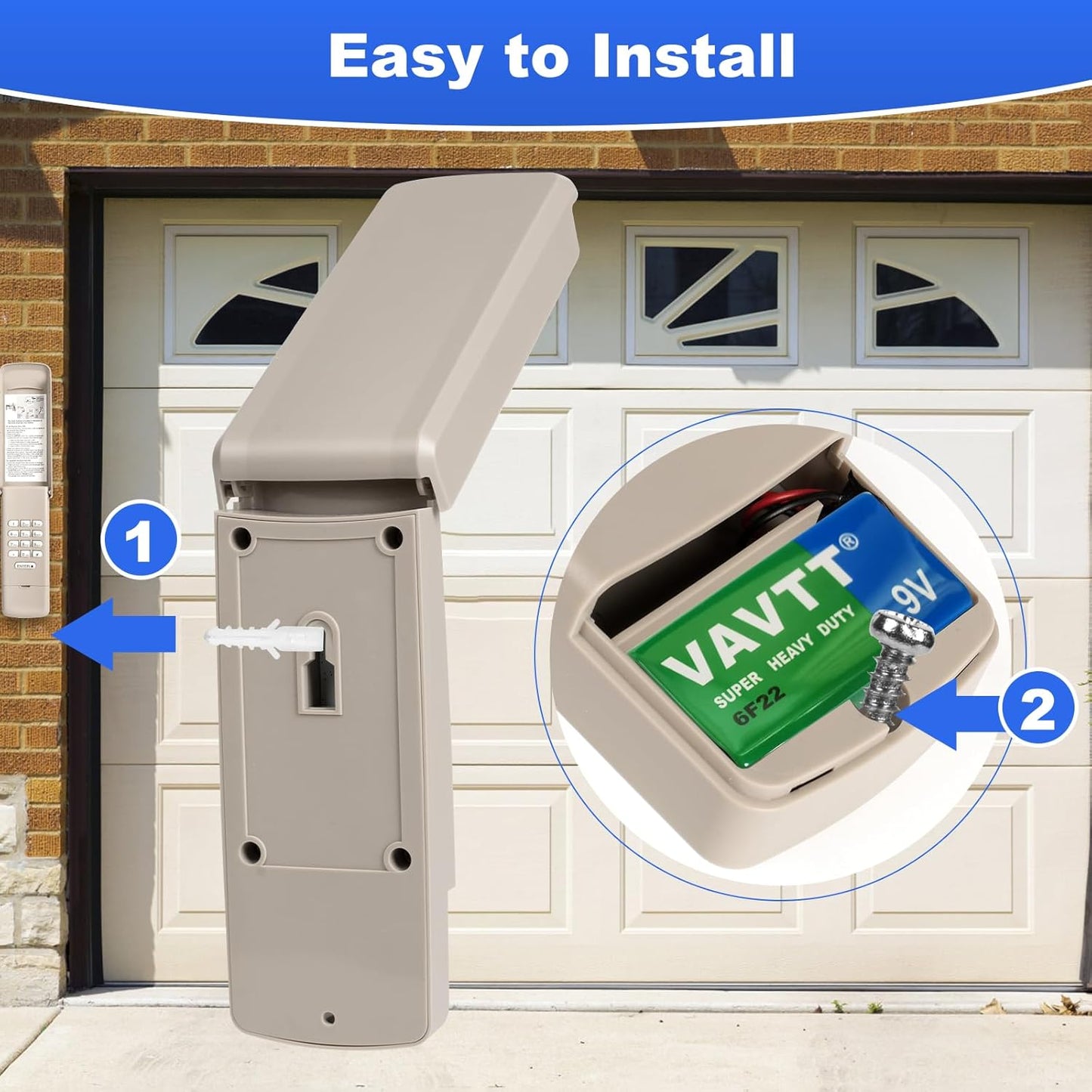 Universal Wireless Garage Door Opener Keypad for Chamberlain, Liftmaster, Craftsman - Compatible with Models Since 1993 - Replaces G940EV-P2, 877MAX, 878MAX, 877LM, 377LM, CMXZDCG440