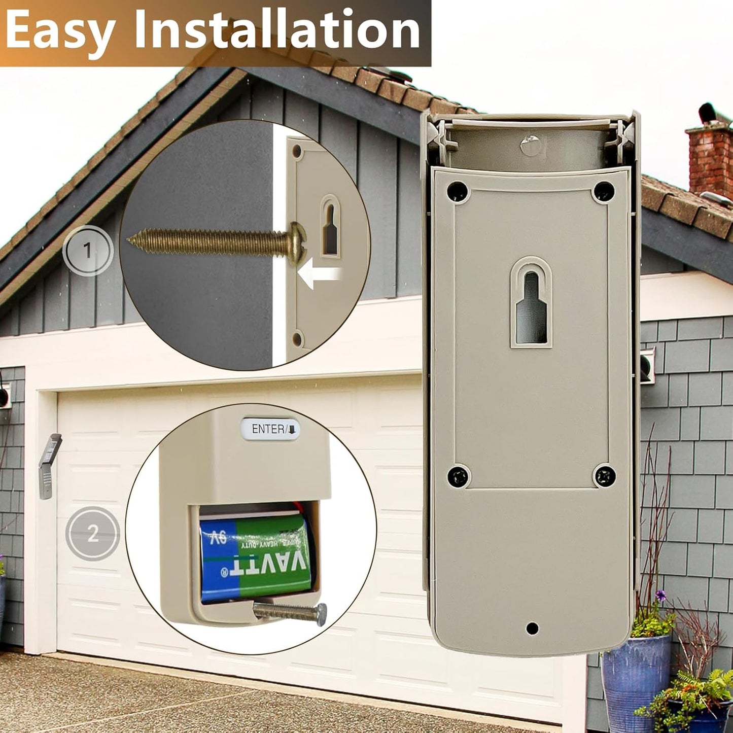 Universal Wireless Keypad for Garage Door Opener - Compatible with Liftmaster, Chamberlain, Craftsman, Genie, and More - Keyless Entry Remote for Outside Access