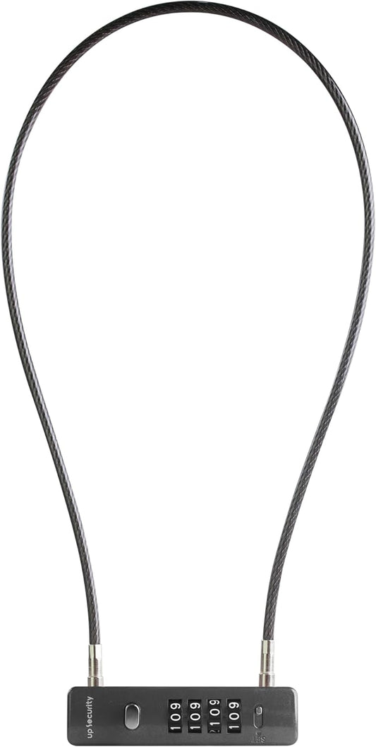 UP Security Long Cable Lock with Combination Lock - Durable Anti Theft U Lock for Motorcycles, Boats, Bikes, Scooters - Heavy Duty Steel Cord - Gray, 23.6-inch Cable - WildKart