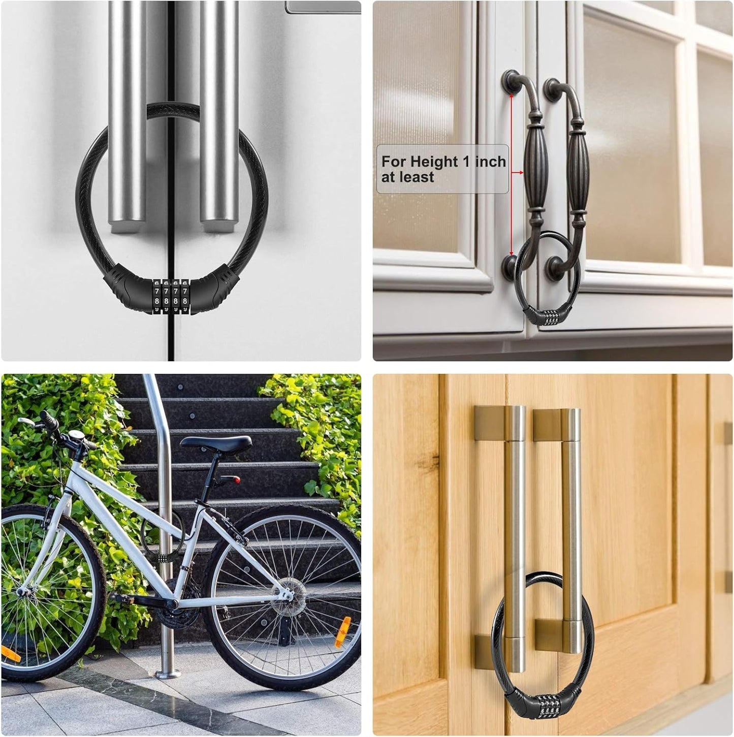 Upgraded 4 Digit Refrigerator Lock for French-Door Fridges & Cabinets, Easy Set & Use