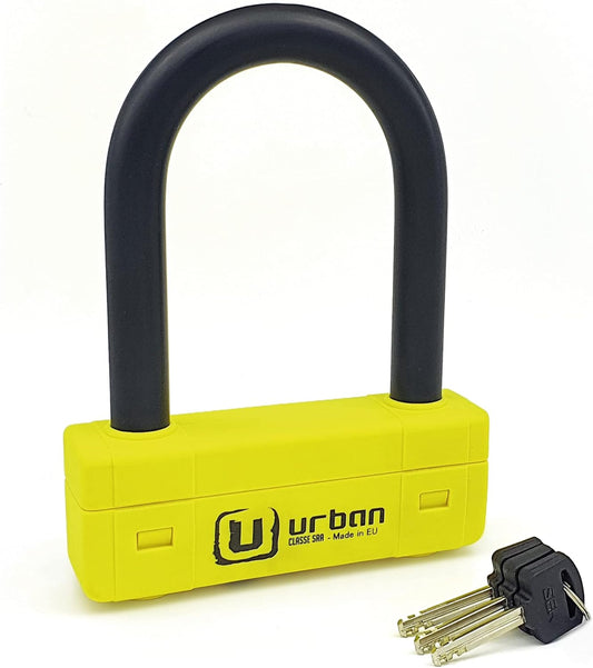 Urban Security UR85120Y High Security U Lock for Motorcycles - SRA Approved, 18mm Hardened Steel, Double Anti-Scratch Locking - 85x120mm Anti Theft Device for Moto Scooter Ebike