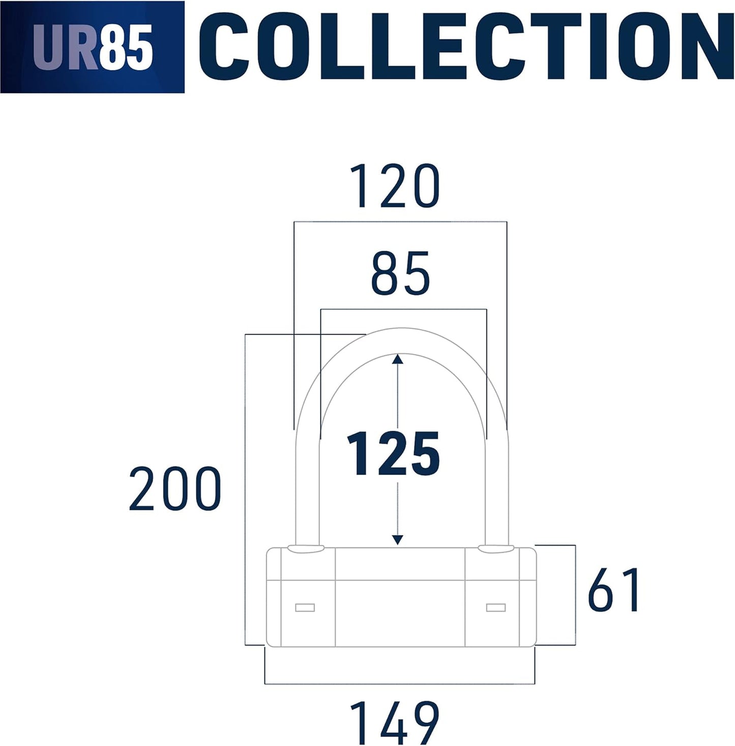 Urban Security UR85120Y High Security U Lock for Motorcycles - SRA Approved, 18mm Hardened Steel, Double Anti-Scratch Locking - 85x120mm Anti Theft Device for Moto Scooter Ebike