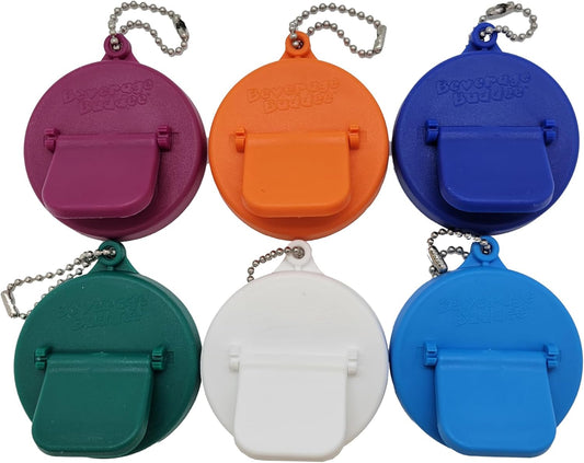 USA-Made Beverage Buddee Can Cover for Standard Size Soda/Beer/Energy Drink Cans - BPA-PCB Free - 6 Pack Assorted Colors - Keychain Included