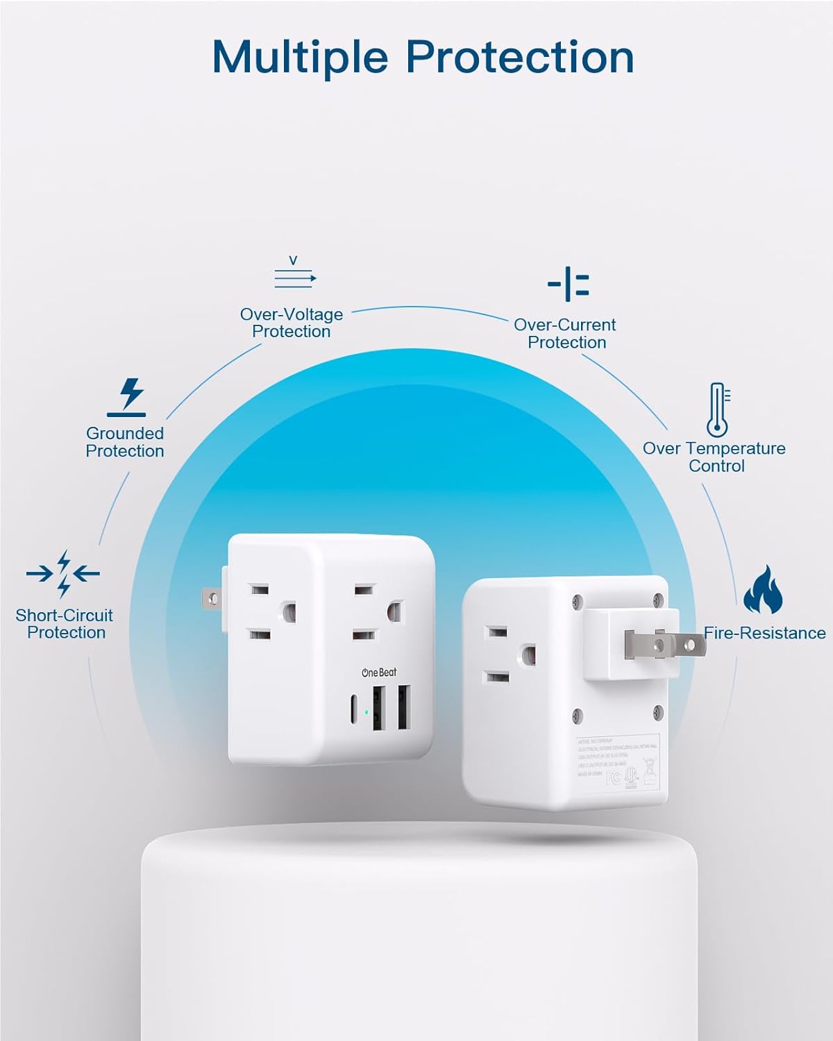 USA to Japan Plug Adapter with 3 Outlets, 3 USB Ports, Type A Travel Power Adapter for Philippines and China - Multi Plug Wall Outlet Extender