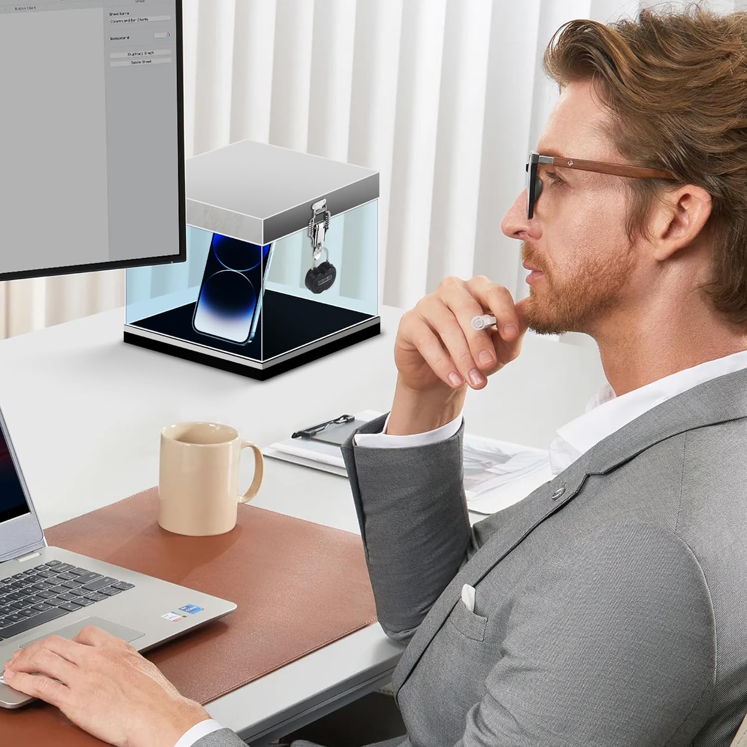 USB Rechargeable Heart Metal Timer Lock with 1m Spring Cord - Up to 99 Hours Timed Self-Regulation Padlock - WildKart