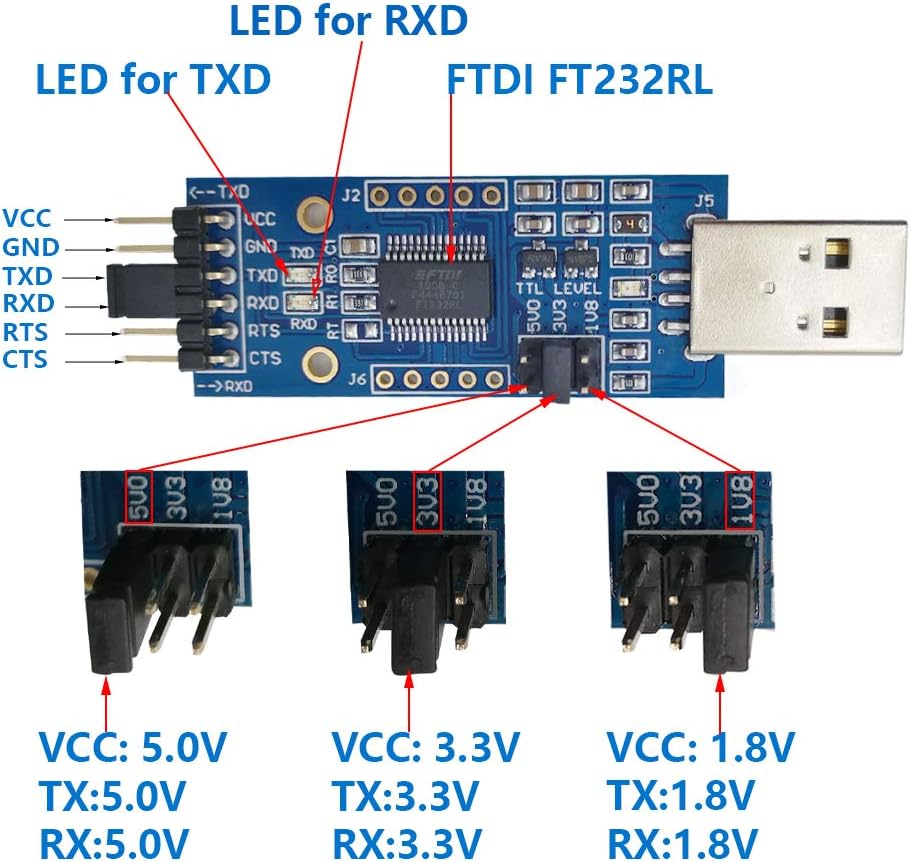 USB to TTL Adapter with FTDI FT232RL IC for Debugging and Programming by DSD TECH