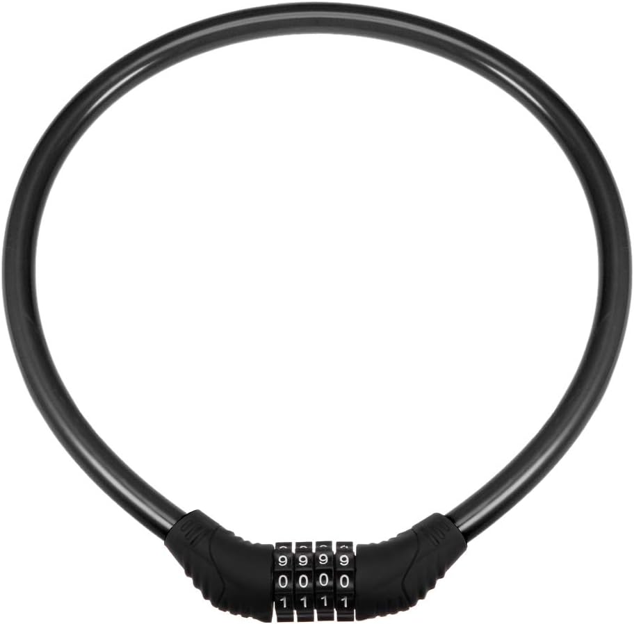 uxcell Bike Cable Lock with 4 Digit Resettable Combination - Black, 2 Feet - Secure Your Bike with Ease