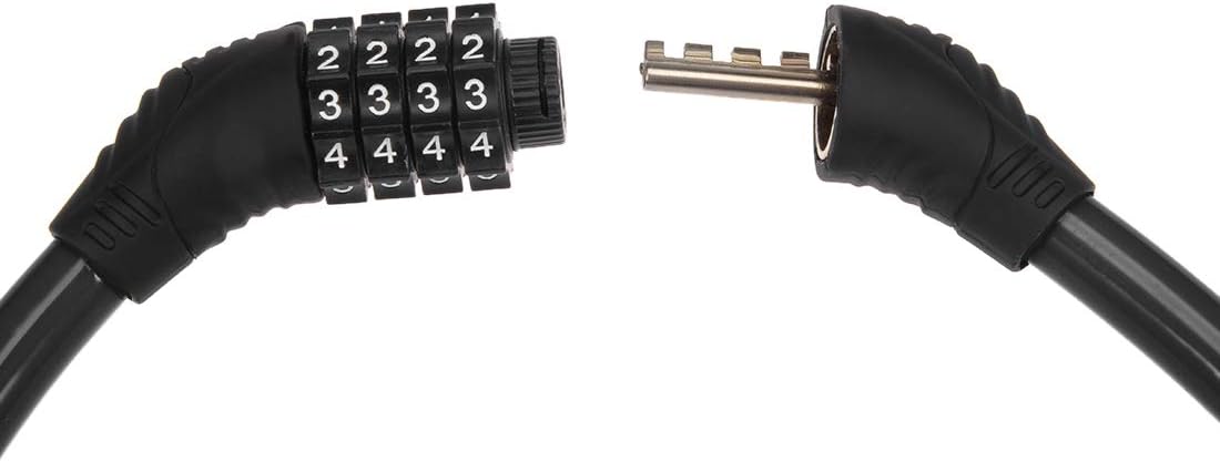 uxcell Bike Cable Lock with 4 Digit Resettable Combination - Black, 2 Feet - Secure Your Bike with Ease