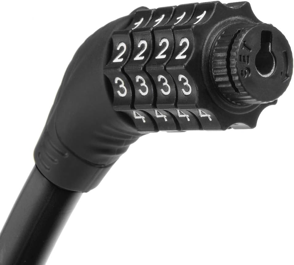 uxcell Bike Cable Lock with 4 Digit Resettable Combination - Black, 2 Feet - Secure Your Bike with Ease