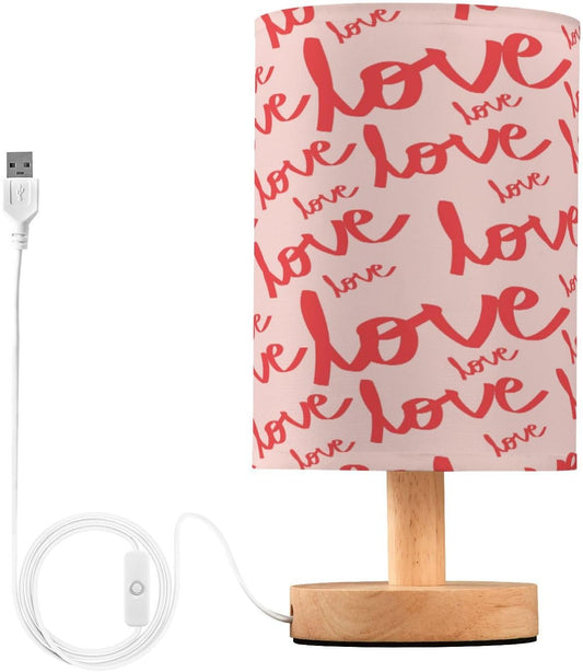 Valentine's Day Love LED Desk Lamp with USB, Small Nightstand Light for Bedroom and Office Decor
