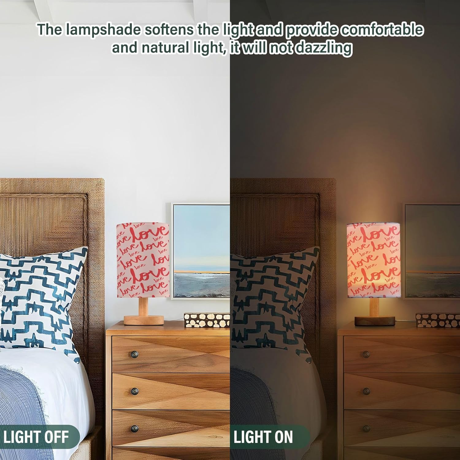 Valentine's Day Love LED Desk Lamp with USB, Small Nightstand Light for Bedroom and Office Decor