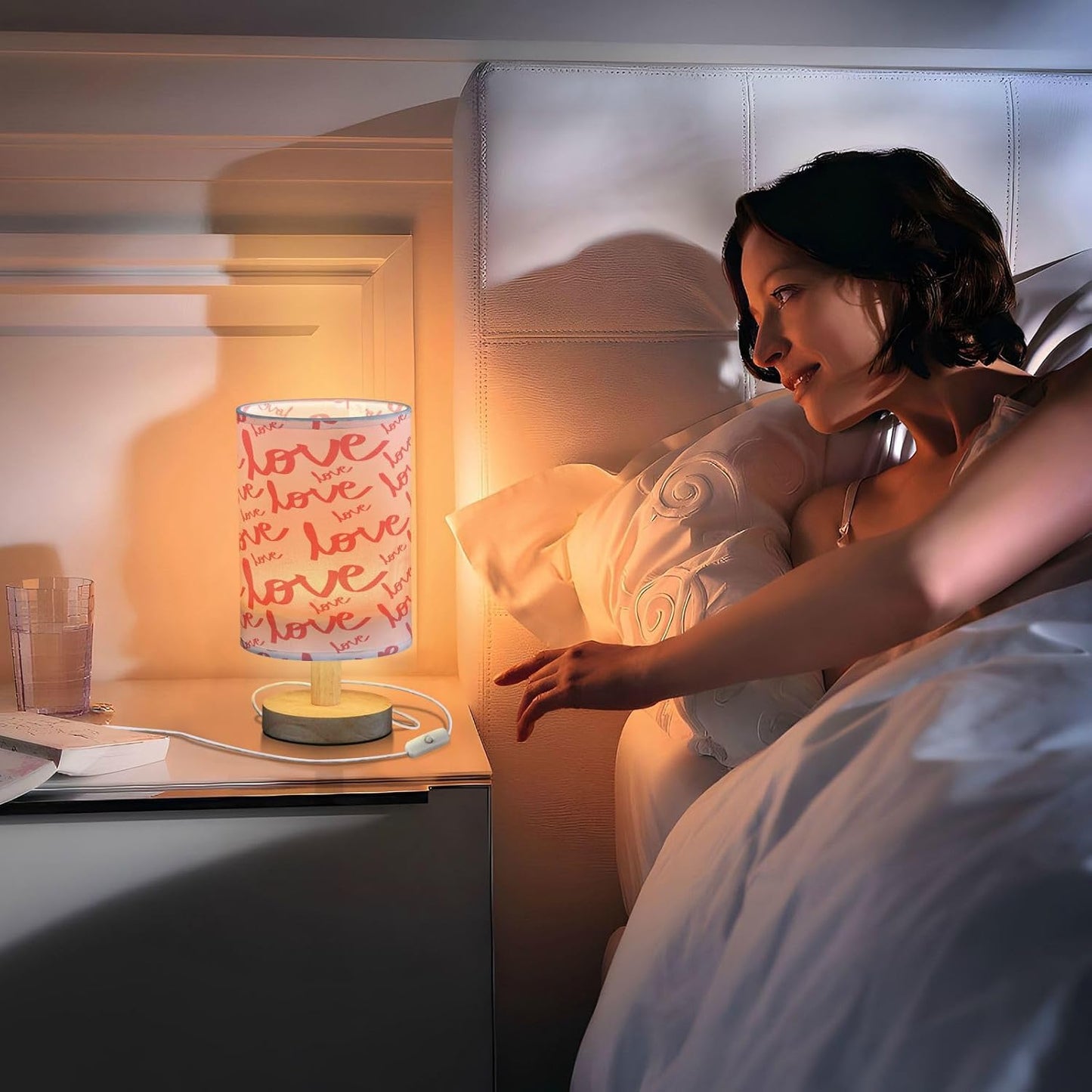 Valentine's Day Love LED Desk Lamp with USB, Small Nightstand Light for Bedroom and Office Decor