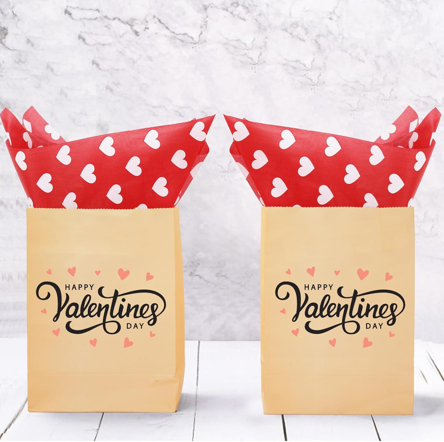 Valentine's Day Tissue Paper Red White Heart Gift Wrapping Paper - 100 Sheets - Love Decorative Art Craft Paper - DIY Crafts, Wedding Decor, Party Decorations - 14 x 20 Inch