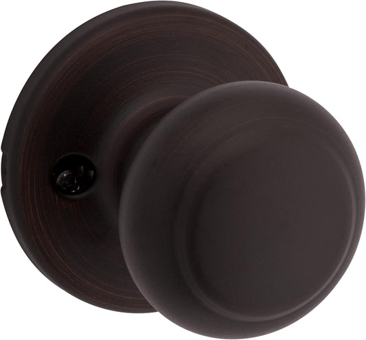Venetian Bronze Kwikset Cove Passage Door Knob for Closet and Hallway Doors - Non-Locking Interior Handle
