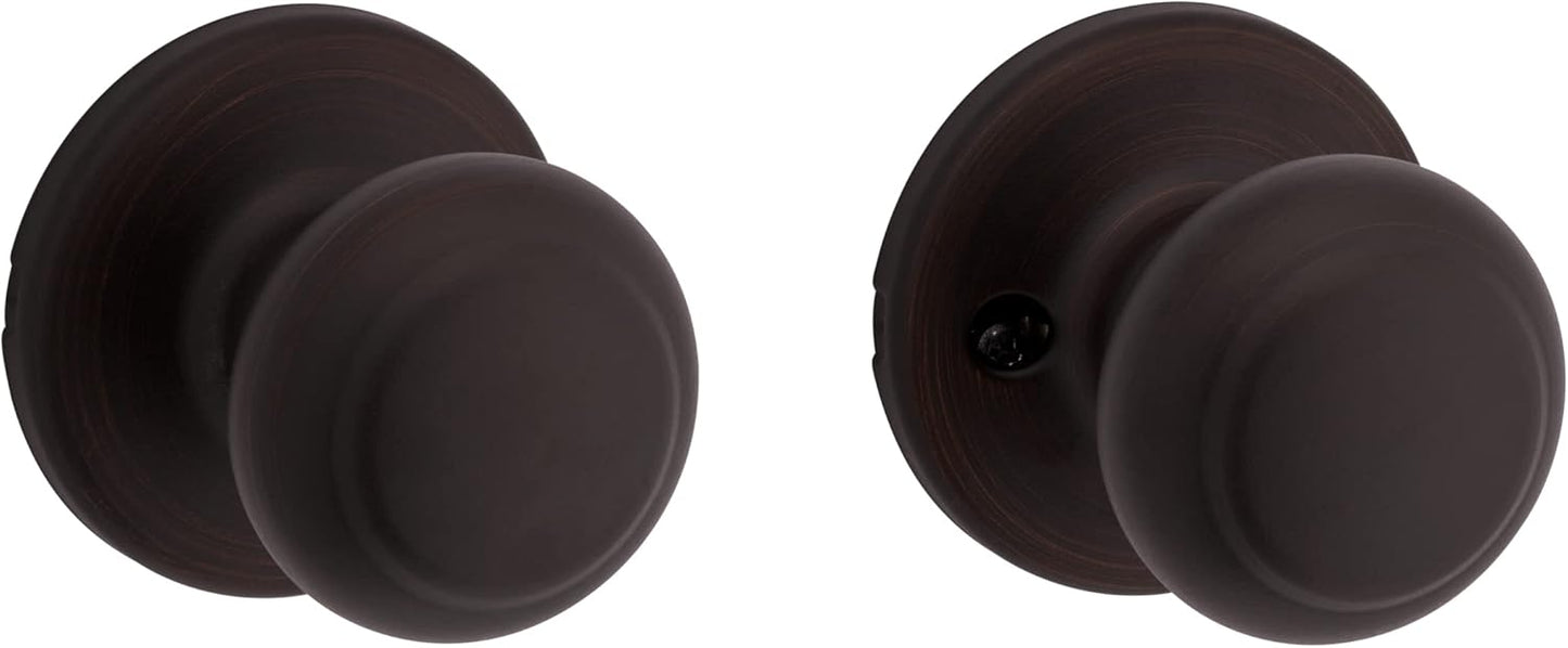 Venetian Bronze Kwikset Cove Passage Door Knob for Closet and Hallway Doors - Non-Locking Interior Handle