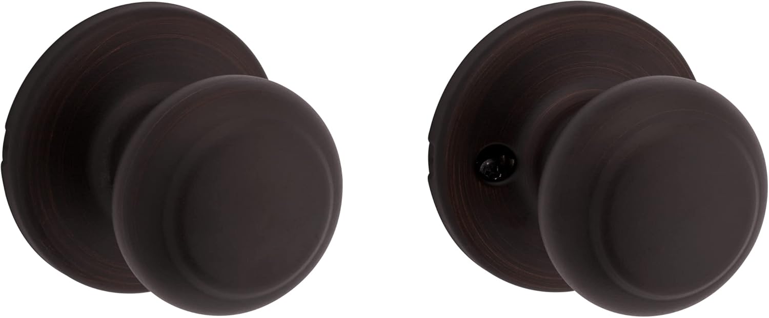 Venetian Bronze Kwikset Cove Passage Door Knob for Closet and Hallway Doors - Non-Locking Interior Handle