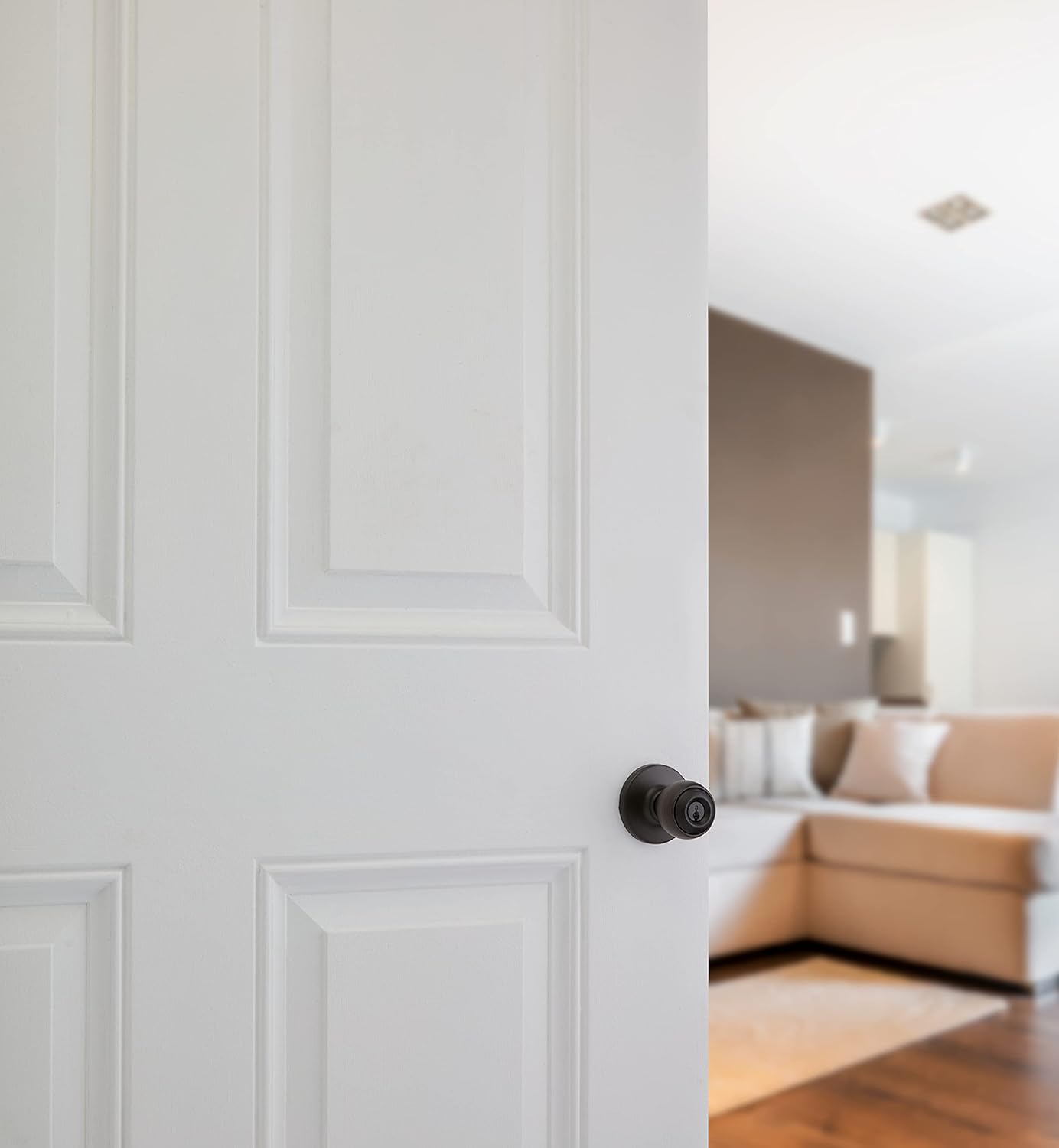 Venetian Bronze Kwikset Polo Entry Door Knob with Secure Keyed Lock, Bedroom and Front Entrance Handle, Pick Resistant SmartKey Rekey Security