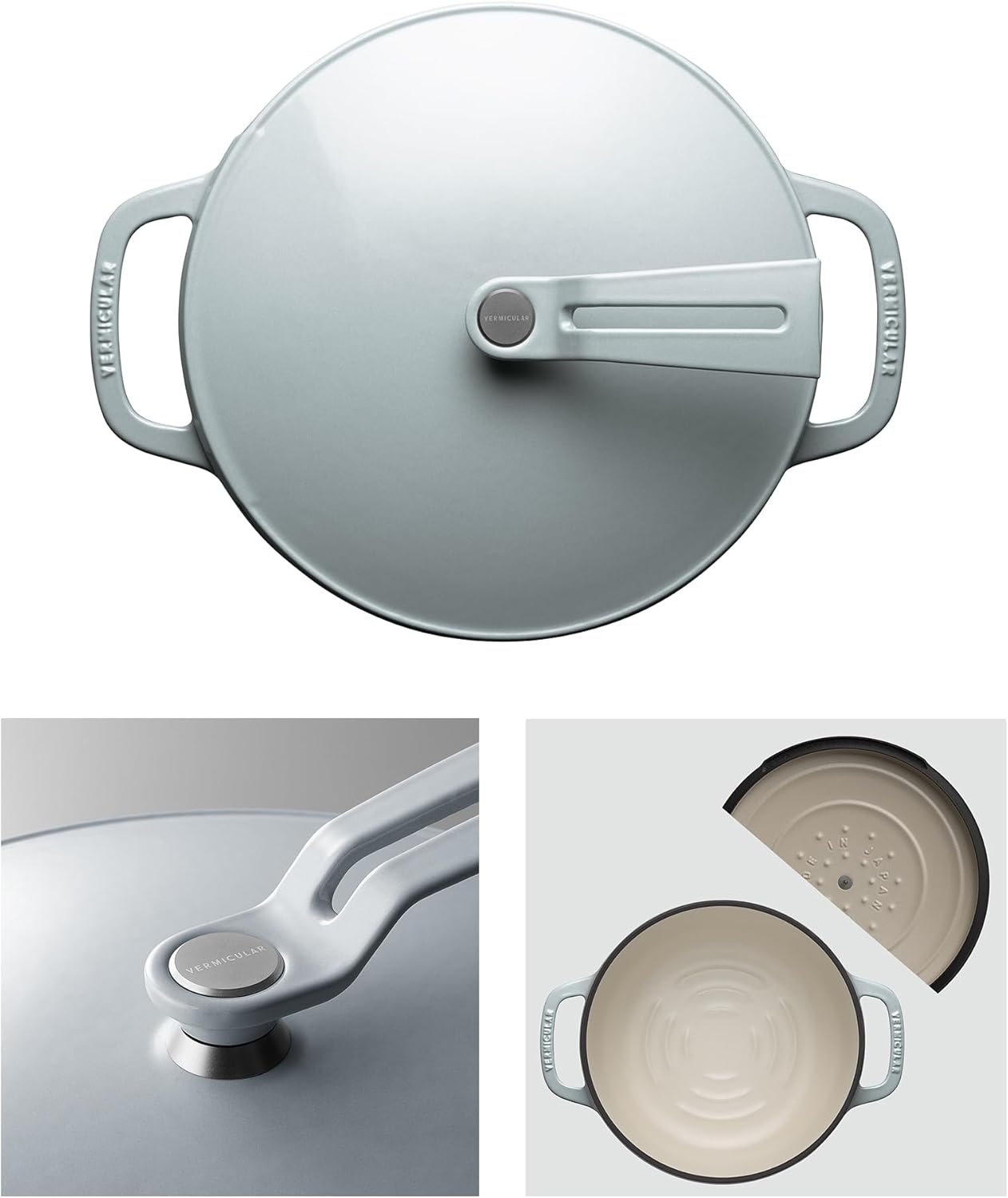 Vermicular Oven Pot 2.0 - Lightweight Enameled Cast Iron Dutch Oven with Precision Seal, Non-Toxic, Induction-Compatible - Made in Japan - Oyster Gray, 22cm (3.7 Qt)