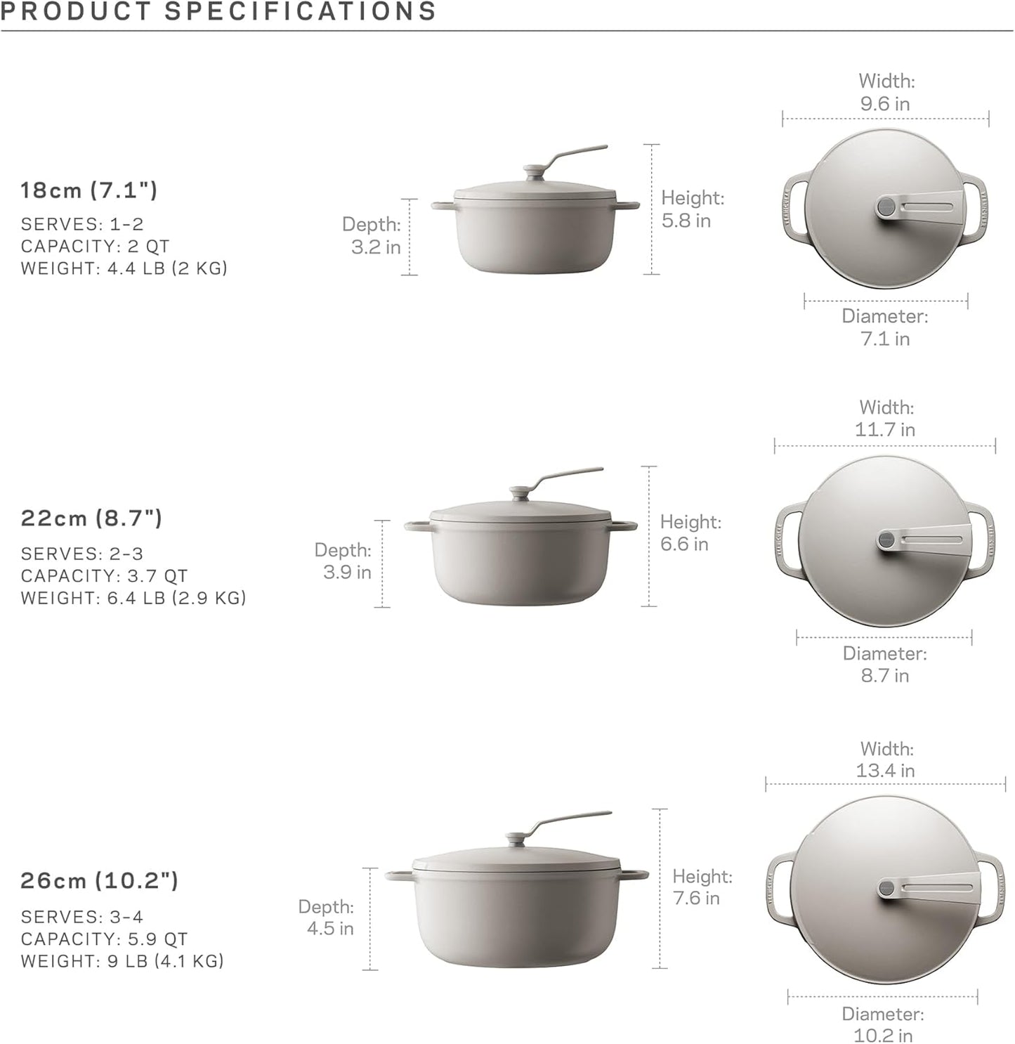 Vermicular Oven Pot 2.0 - Lightweight Enameled Cast Iron Dutch Oven with Precision Seal, Non-Toxic, Induction-Compatible - Made in Japan - Oyster Gray, 22cm (3.7 Qt)