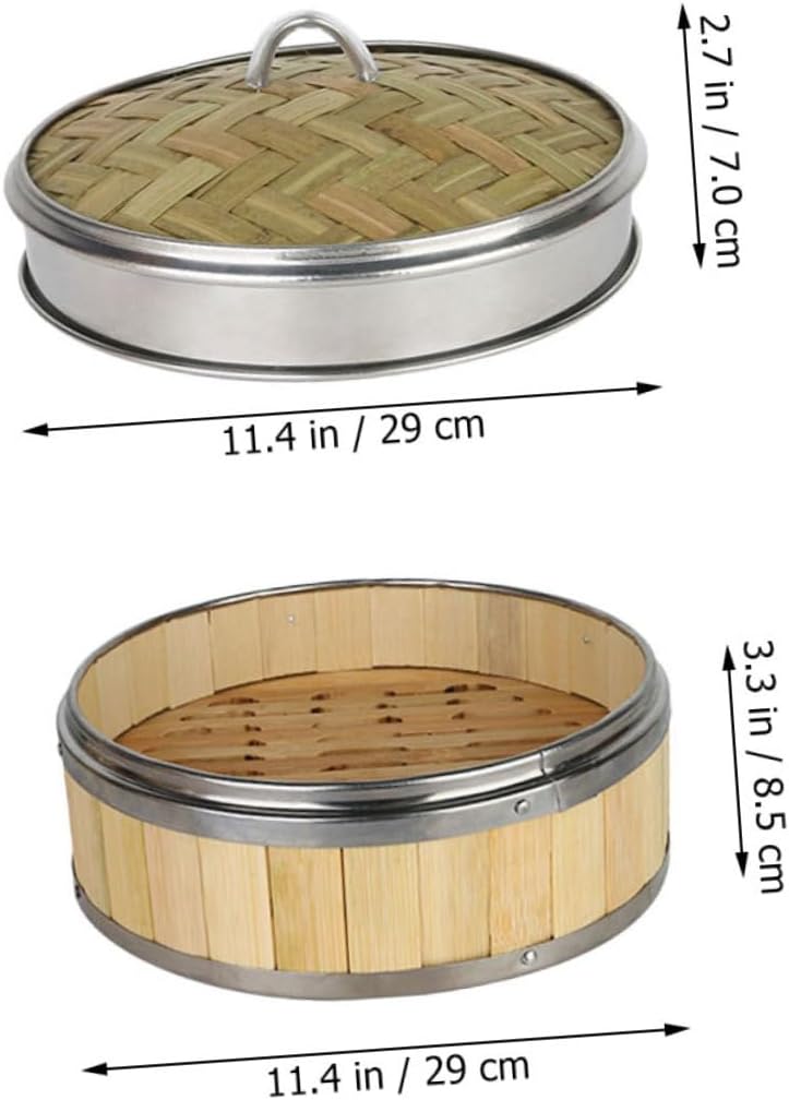 Versatile Food Steamer Set with 2 Baskets & Lid for Dim Sum, Bao Buns, and Veggies - Random Style