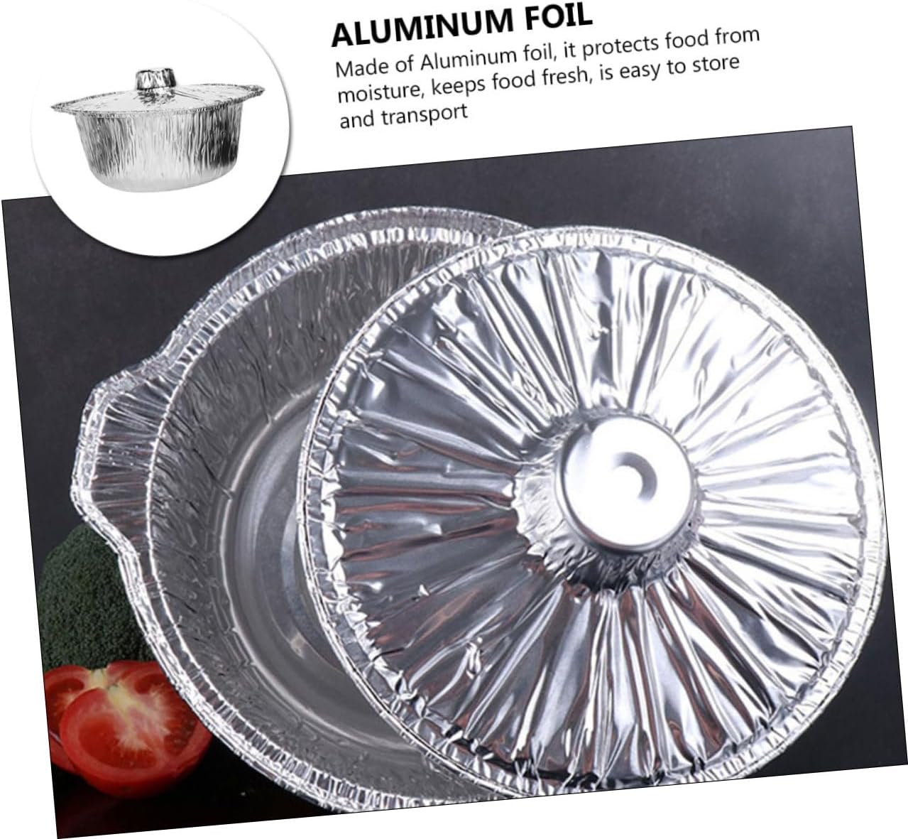 Versatile Mikinona Aluminum Foil Pot with Lid for Camping, BBQ, and Outdoor Cooking - Recyclable Container for Baking and Meal Prep